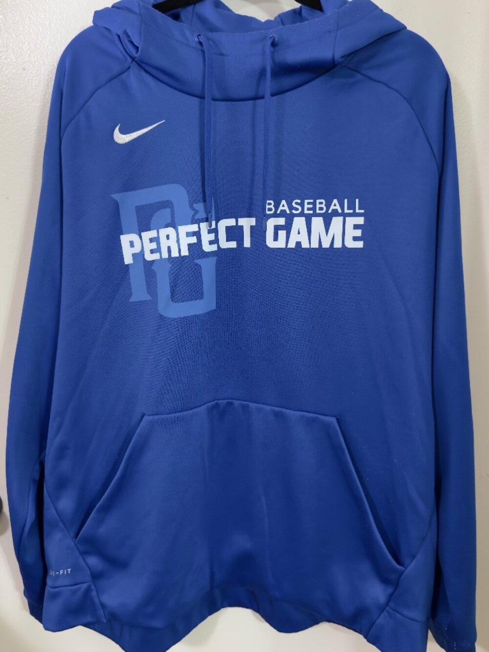 Nike Perfect Game Hoodie Mens Size 2XL Blue Dri-Fit Sweatshirt Pullover Baseball